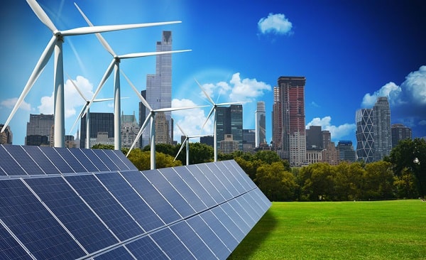 انرژی های تجدید پذیر مانند انرژی خورشیدی و انرژی بادی